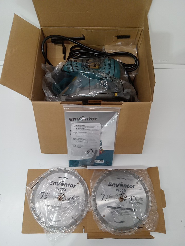 ENVENTOR corded 7-1/4" circular saw with precise laser guide & 2 assorted 185mm blades - 11a, 5800rpm - blue (MODEL: SGCS1400) image 10