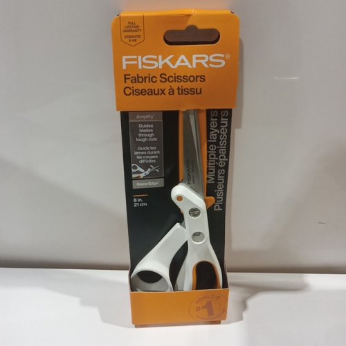 fiskars softgrip amplify fabric scissors to cut multiple layers with cap - 8" - white/orange (model: 170810/3-06370) image 2