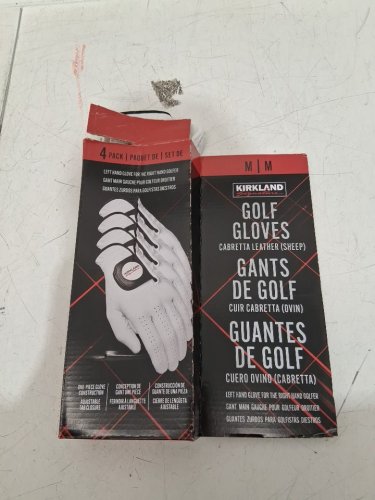 4PK Kirkland Signature Premium Cabretta Leather Golf Gloves - LEFT Hand - MEDIUM - White (Model: 1819560) image 2