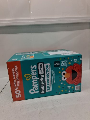 124PK pampers baby dry ultra fragrance free 3x protection diapers - size 6 (35lb+) image 2
