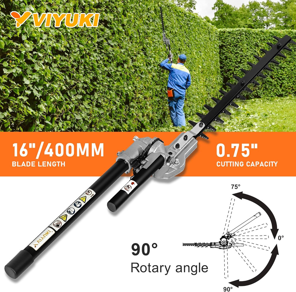 VIYUKI Articulating Hedge Trimmer Attachment Universal compatibility - 16" - black (model: vi-ata-01 image 2