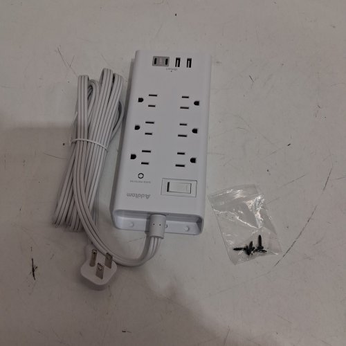 ADDTAM POWER STRIP SURGE PROTECTOR EXTENSION CORD WITH 6 OUTLETS AND 4 USB PORTS (2USB C) FLAT PLUG - 10FT - WHITE - (MODEL:AD5006C2L) image 3