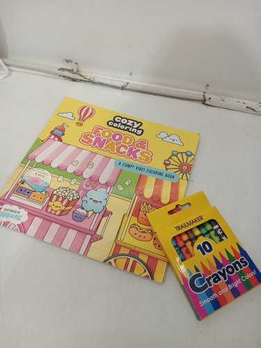 (Paperback) Cozy Colouring: Food & Snacks A Comfy Vibe Colouring Book with 10pk crayons image 3