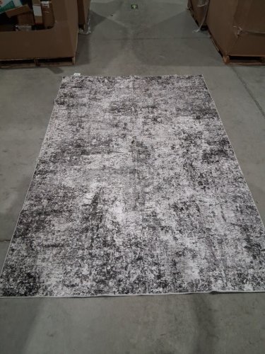 COTILED ABSTRACT WASHABLE AREA RUG - 6FT X 9FT - BLACK/WHITE image 2