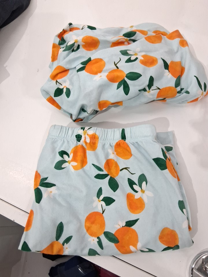 2pc women's bedhead pajama set - LARGE - blueish green/oranges (style : 198492) image 2