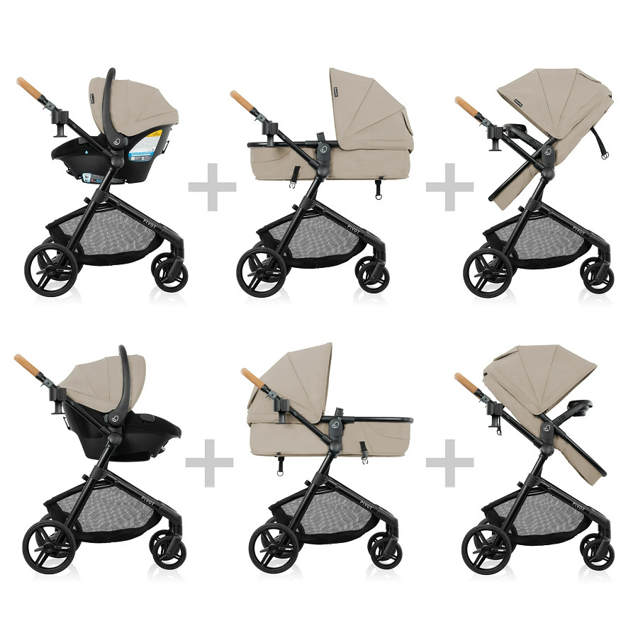 evenflo Pivot NXT Travel System with LiteMax NXT Infant Car Seat - MAX WEIGHT 22LBS - Latte Tan (model: TS101412572C) image 3