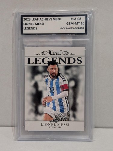 LIONEL MESSI LEGENDS FIFA CARD - JDCC GEM MINT 10 - 2023 LEAF ACHIEVEMENT #LA-08 image 2