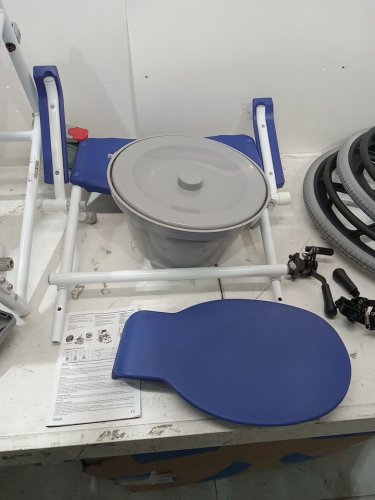 KMINA Adjustable Rolling Shower Commode Wheelchair - 265lb max - blue (model: K30032) image 5