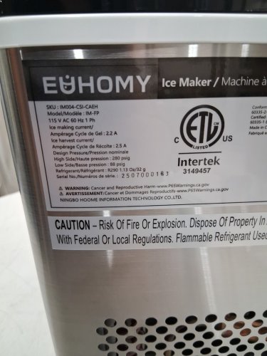 EUHOMY Ice Cube Maker Machine - 45Lbs/Day - Silver/Black (Model: IM004-CSI-CAEH / IM-FP) image 7