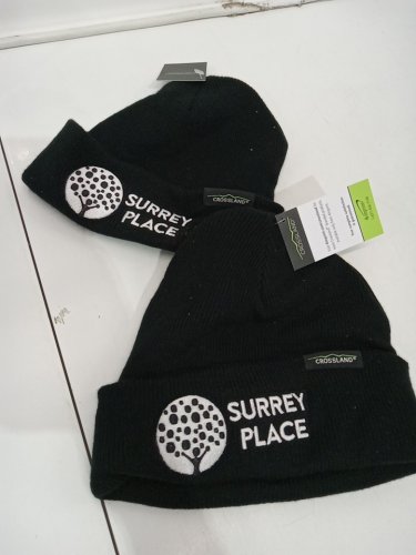2 Unisex *Custom* Crossland Knit Beanie with "Surrey Place" logo - OSFM -  Black image 2