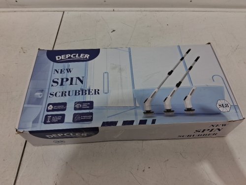 depcler Electric Spin Scrubber - 4000mAh Battery, 380-500 RPM, 8 Replaceable Brush Heads, Adjustable Handle - white image 2