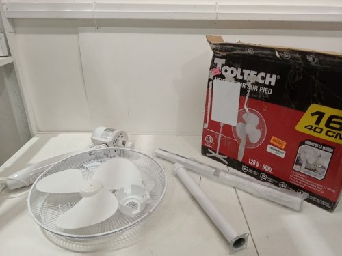 Tooltech 3-Speed oscillating pedestal fan - 16" - white (model: 100077) image 2