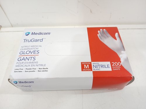 200PK Medico TruGard Nitrile Medical Exam Gloves - MEDIUM - White (model: 1858761) image 2