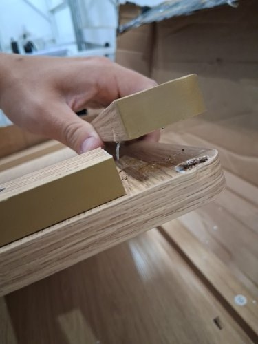 wooden wave design 2-door storage cabinet with charging station - natural wood color - (model: da0825ym01a) image 12