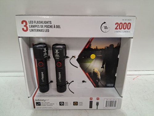 2PK INFINITY X1 LED FLASHLIGHTS -  2000LM - BLACK image 2