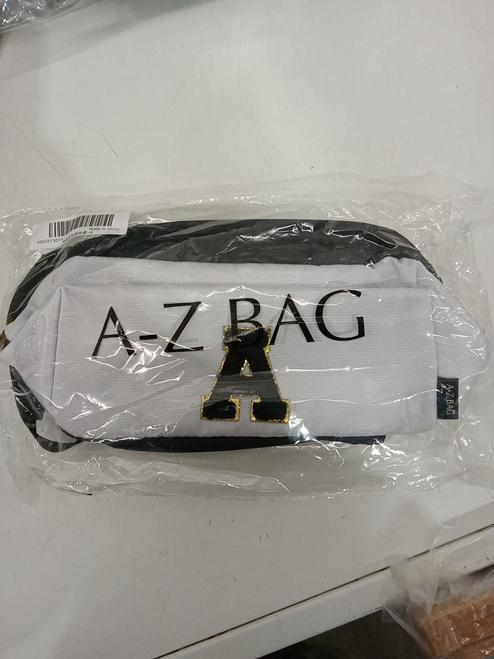 2pc A-Z BAG Travel Toiletry/MAKEUP bag with rfid - bold letter A - white/black image 3
