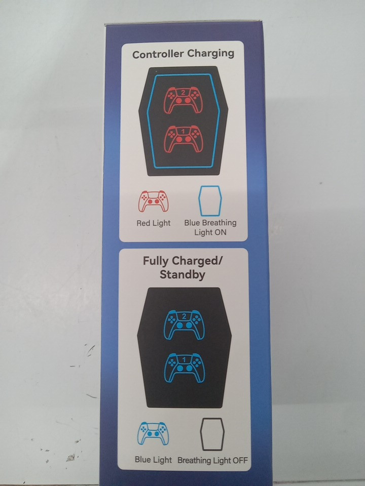Dual CONTROLLER CHARGING STATION compatible with PS5/EDGE CONTROLLER - with RGB LIGHT - black/white image 4