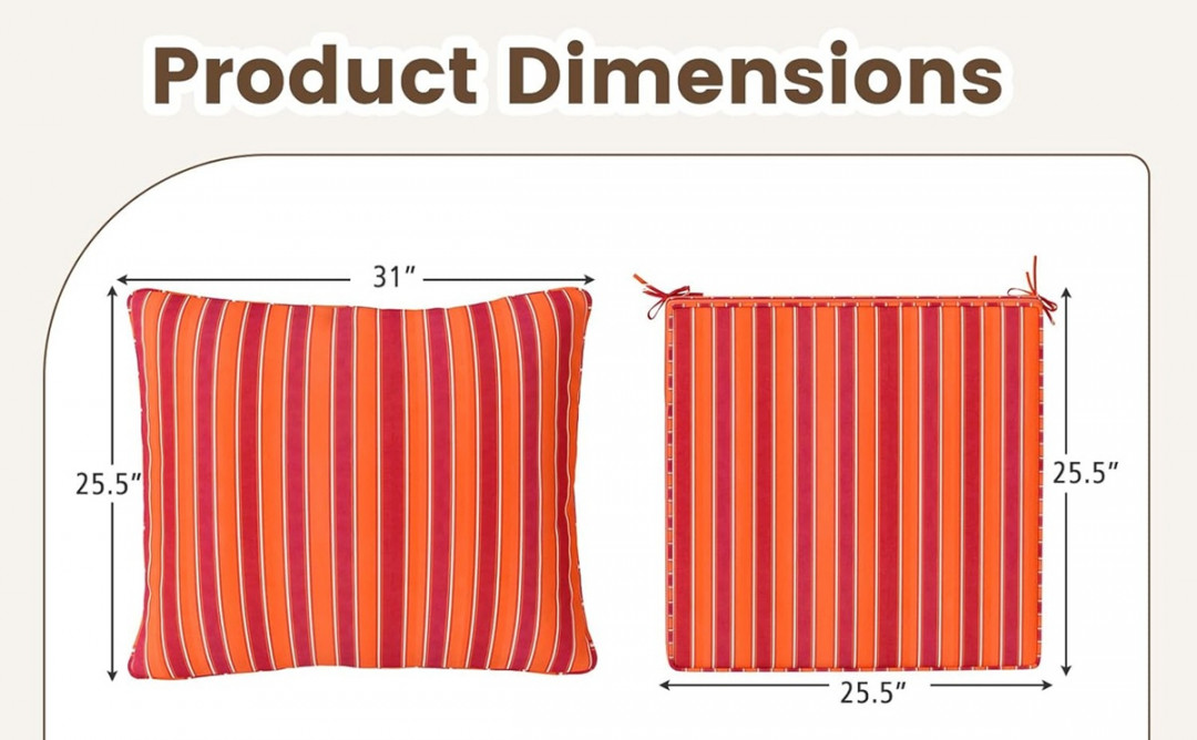 2pc giantex deep seat chair cushion set - ORANGE (model: hw67235TW) image 2