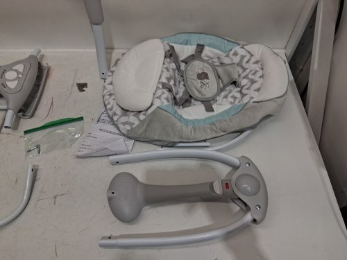 ingenuity convert me 2-in-1 compact portable automatic baby swing & infant seat with nature sounds - 0 to 9 months, 6lbs to 20lbs - swell (model: 12579/3407) image 6