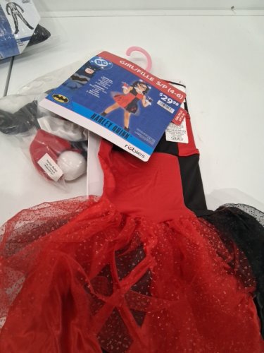 6PC GIRLS RUBIES DC HARLEY QUINN COSTUME - SMALL (4-6) - RED/BLACK/WHITE image 2