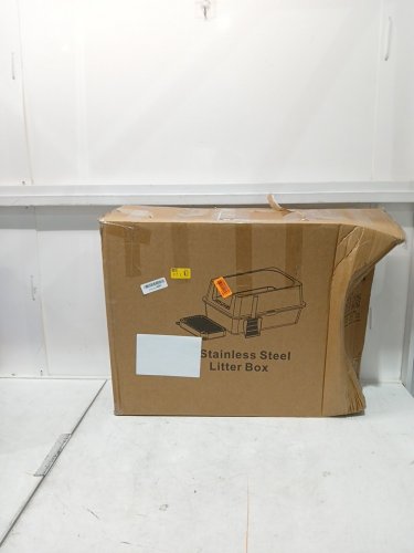 Stainless Steel Cat Litter Box with Lid and scoop -  23.4" x 18" x 15.6" - dark grey image 2