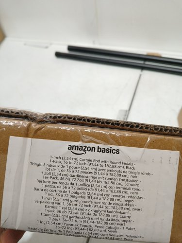 AMAZON BASICS CURTAIN ROD WITH ROUND FINIALS - 36"-72" - BLACK image 4