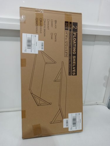 2pk Venusmiles Floating Wall Shelves with Metal Brackets - 24" x 12" - Black image 2