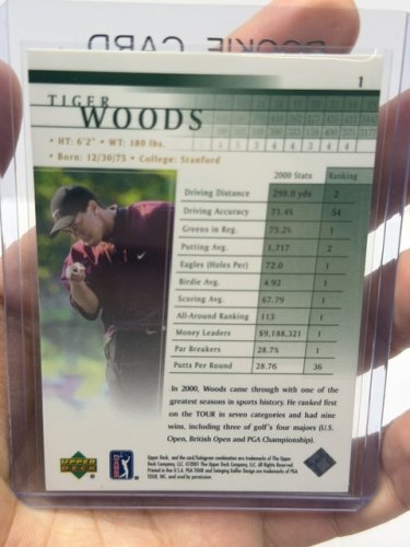 2001 Upper Deck Tiger Woods Rookie card image 2
