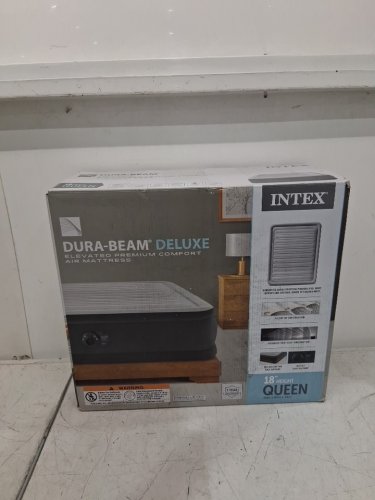 INTEX DURA-BEAM SERIES DELUXE COMFORT PLUSHFIBER-TECH INFLATABLE AIR MATTRESS WITH INTERNAL ELECTRIC PUMP - 18" - QUEEN - GREY (MODEL: AP619D/64413ED) image 2
