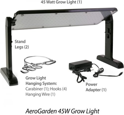 AeroGarden  LED Grow Light Panel Includes Stand and Hanging Kit - 21" x 12" x 10" - 45W - 120V - black image 2