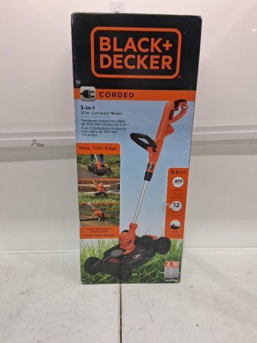 BLACK AND DECKER 3 IN 1 Corded COMPACT MOWER - 12" - Orange/Black - (Model: MTE912) image 2