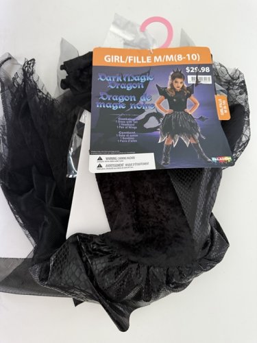 3PC GIRLS PALAMON DARK MAGIC DRAGON COSTUME - MEDIUM (8-10 - BLACK (STYLE: 40943BK) image 2