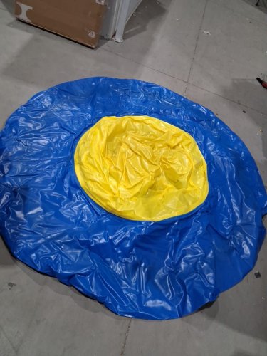 Inflatable Dome Rocker Bouncer, Giant Roll and Play Seesaw Rocker with 6 Handles - 250lbs capacity  - blue & yellow image 5