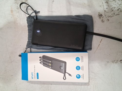 Vrurc 10000mah Ultra-Slim Portable Charger With Built-in Cables and LED Display - USB-C, Lightning, USB-A, and Micro USB - Black (Model: ‎T1116) image 2