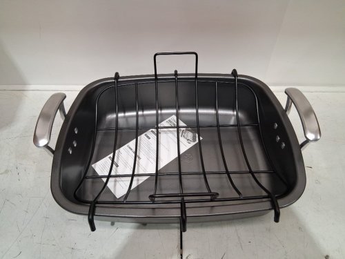 Chef Pomodoro Deluxe X-Large Carbon Steel Roasting Pan with U-Rack, 18.5'' x 14.5'' image 4