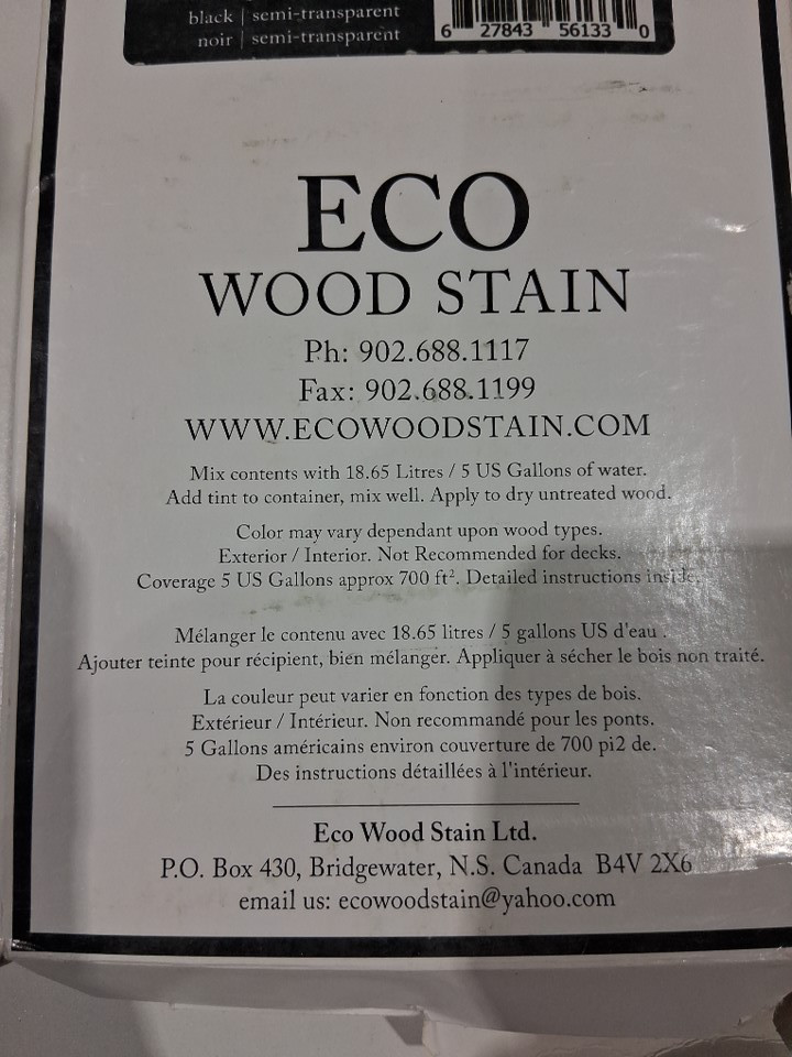 Eco interior and exterior wood stain - 700ft² coverage when mixed in 18.65l (5gal) - semi-transparent - black image 4
