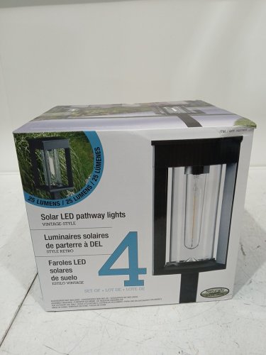 4PK GTX NATURALLY SOLAR POWERED 25LM PATHWAY LIGHTS - 4"X4"X23"- BLACK (MODEL: 1937955) image 2
