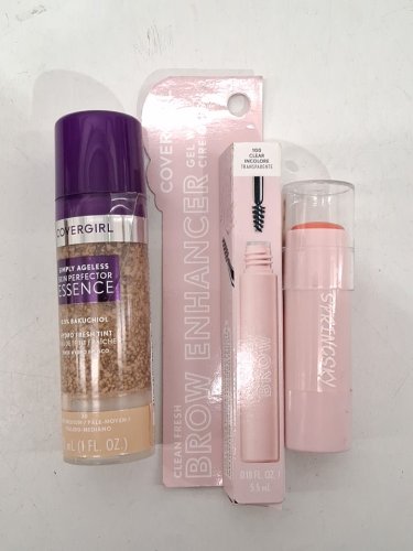 3 assorted makeup products - assorted types and sizes - covergirl simply ageless fresh tint / covergirl clean fresh brow enhancer / springsky nectarine blush image 2