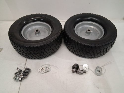 2pk AR-PRO Solid Flat Free Lawn Mower Tire - 16x6.50-8 - 3"- 4.3" Centered Hub - 3/4" Bushings - black image 2