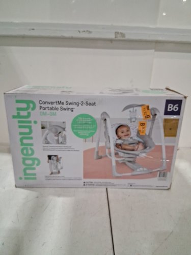 Ingenuity 2-in-1 convertme compact portable baby swing & seat with vibrations & nature sounds - battery powered - 20lbs max - raylan theme/grey (model: ‎12189) image 5