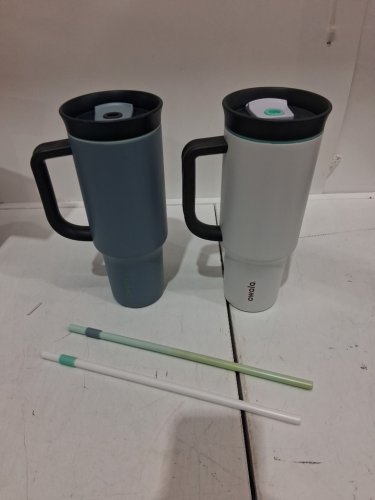2PK OWALA tumblers with handles and straws  - 1.2l - blue/white/grey (model: 1801561) image 3