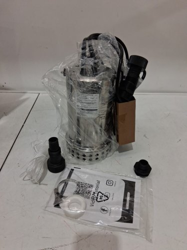 foting submersible water pump with automatic float switch - 1hp - 4600gph - lift water up to 32ft upward - stainless steel/silver (model: q90054r) image 3