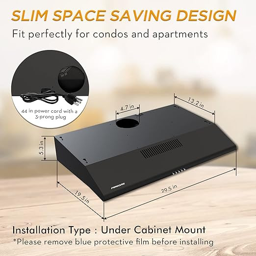 FIREGAS Black Under Cabinet Range Hood - 30" - Black (MODEL : FGS-UBF22A75AC) image 2