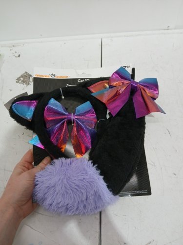 3PC women's Cat costume kit - osfm - black purple image 2