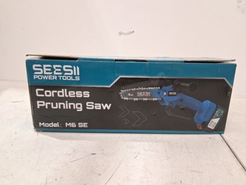SEESII CORDLESS MINI HAND CHAINSAW - 8" 21V BATTERY -blue (model: m6 SE) image 4