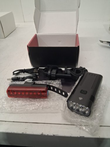 2pc ikirkliten rechargeable front & back bike light set for night riding - 3000lm - black image 3