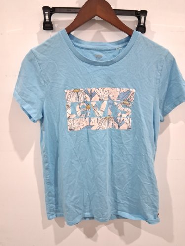 women's levi's flower design short sleeve shirt - medium - blue (style: 1501202) image 2