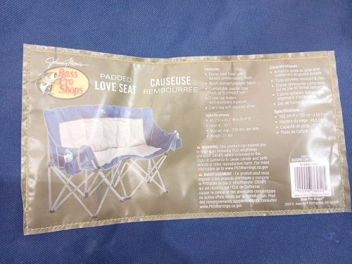 folding padded loveseat with cupholders and carry bag - 500lbs cap - blue image 5
