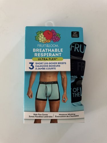 3PK MEN'S FRUIT OF THE LOOM ULTRA FLEX SHORT LEG BOXER BRIEFS - SMALL - BLUE/BLACK/GREY image 2