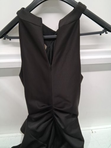 women's xscape floor length scuba cross neck ruffle dress - size 12 - black (style : 6993xa) image 10
